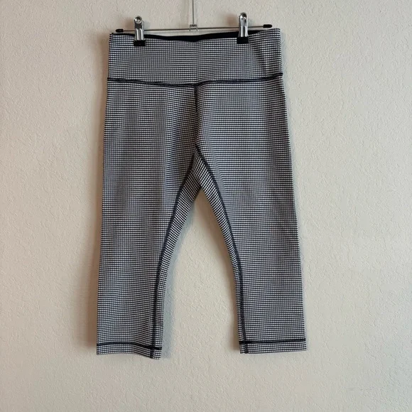Lululemon Wunder Under Crop II Gingham Luon White Black 6 - Picture 2 of 7